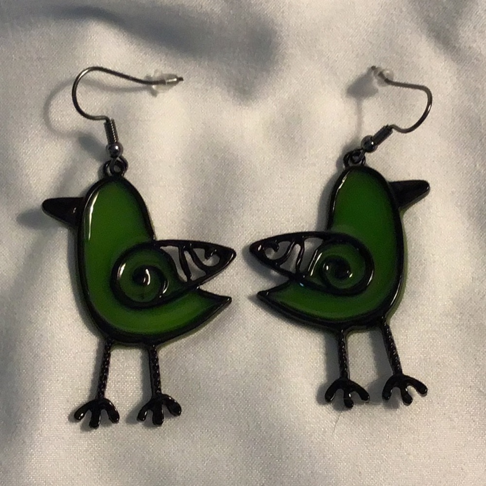 Green Bird Earrings